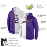 Custom Name and Number Sports Pullover Sweatshirt Hoodie - Personalized Stitched White Purple Old Gold Fashion Personalized