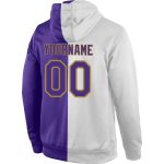 Custom Name and Number Sports Pullover Sweatshirt Hoodie - Personalized Stitched White Purple Old Gold Fashion Personalized