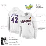 Custom Name Number Sports Hoodie Stitched White Purple-Old Gold Pullover Sweatshirt for Team Personalized Stitched White