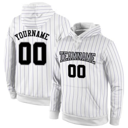 Custom Name Number Sports Hoodie Pullover Sweatshirt White Purple Pinstripe Black Gray Team Apparel Personalized Stitched