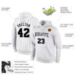 Custom Name Number Sports Hoodie Pullover Sweatshirt White Purple Pinstripe Black Gray Team Apparel Personalized Stitched