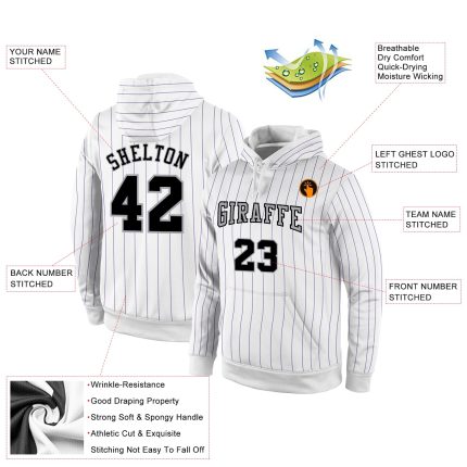 Custom Name Number Sports Hoodie Pullover Sweatshirt White Purple Pinstripe Black Gray Team Apparel Personalized Stitched