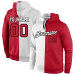 Custom Name Number Sports Hoodie Sweatshirt for Team, Personalized Stitched Red Black White Split Fashion Pullover Personalized