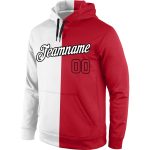 Custom Name Number Sports Hoodie Sweatshirt for Team, Personalized Stitched Red Black White Split Fashion Pullover Personalized