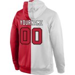 Custom Name Number Sports Hoodie Sweatshirt for Team, Personalized Stitched Red Black White Split Fashion Pullover Personalized