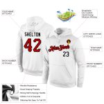 Custom Team Name Number Stitched Hoodie Sweatshirt Pullover Red Black White Sports Personalized Stitched White Red-Black