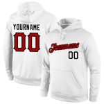 Custom Team Name Number Stitched Hoodie Sweatshirt Pullover Red Black White Sports Personalized Stitched White Red-Black