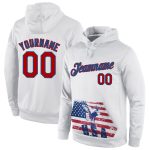Custom Name Number 3D American Flag Pullover Hoodie | Personalized White Red-Blue Sports Sweatshirt Personalized Stitched