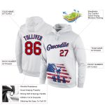 Custom Name Number 3D American Flag Pullover Hoodie | Personalized White Red-Blue Sports Sweatshirt Personalized Stitched