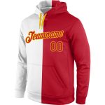 Custom Team Name Number Sports Hoodie Pullover Sweatshirt Red Gold Stitched Fashion White Personalized Stitched White Red-Gold