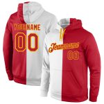 Custom Team Name Number Sports Hoodie Pullover Sweatshirt Red Gold Stitched Fashion White Personalized Stitched White Red-Gold