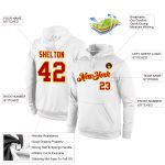Custom Name Number Sports Hoodie Red Gold Color Stitched Pullover Sweatshirt for Team - Personalized Wear Personalized Stitched