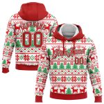 Custom Name Number 3D Christmas Sports Hoodie - Personalized White Red Kelly Green Pullover Sweatshirt Personalized Stitched