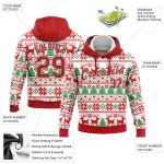 Custom Name Number 3D Christmas Sports Hoodie - Personalized White Red Kelly Green Pullover Sweatshirt Personalized Stitched