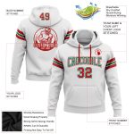 Custom Personalized Team Football Hoodie Sweatshirt with Name and Number in White Red-Kelly Green Stitched Design Personalized