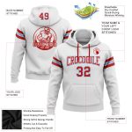 Custom Team Name Number Hoodie Pullover Sweatshirt - Personalized Red White Light Blue Football Apparel Personalized Stitched