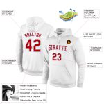 Custom Name & Number Sports Hoodie - Personalized Stitched Pullover Sweatshirt in White, Red, and Light Blue Personalized