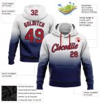 Custom Team Name Number Hoodie - Stitched White Red-Navy Fade Fashion Sports Pullover Sweatshirt Personalized Stitched White