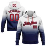 Custom Team Name Number Hoodie - Stitched White Red-Navy Fade Fashion Sports Pullover Sweatshirt Personalized Stitched White