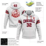 Custom Football Hoodie Personalized with Name and Number - Stitched White Red-Navy Pullover Sweatshirt Personalized Stitched