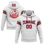 Custom Football Hoodie Personalized with Name and Number - Stitched White Red-Navy Pullover Sweatshirt Personalized Stitched