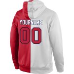 Custom Name and Number Sports Pullover Hoodie - Personalized Red Navy Split Stitched Sweatshirt for Team Apparel Personalized