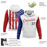 3D American Flag Pullover Sweatshirt Hoodie - Personalized Stitched White Red-Royal Fashion Sports Wear Personalized Stitched
