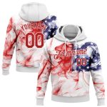 Custom Name Number American Flag 3D Hoodie Sweatshirt for Sports Team - Personalized Red-Royal Pullover Personalized Stitched