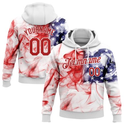 Custom Name Number American Flag 3D Hoodie Sweatshirt for Sports Team - Personalized Red-Royal Pullover Personalized Stitched