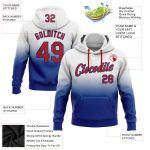 Custom Name Number Sports Hoodie Pullover Sweatshirt White Red Royal Fade Fashion Personalized Stitched White Red-Royal Fade
