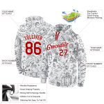 Custom Christmas 3D Sports Hoodie with Name and Number - Personalized Red-White Stitched Pullover Sweatshirt Personalized