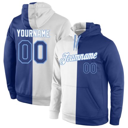 Custom Name Number White Light Blue Pullover Hoodie Sports Sweatshirt Personalized Stitched Team Fashion Personalized Stitched