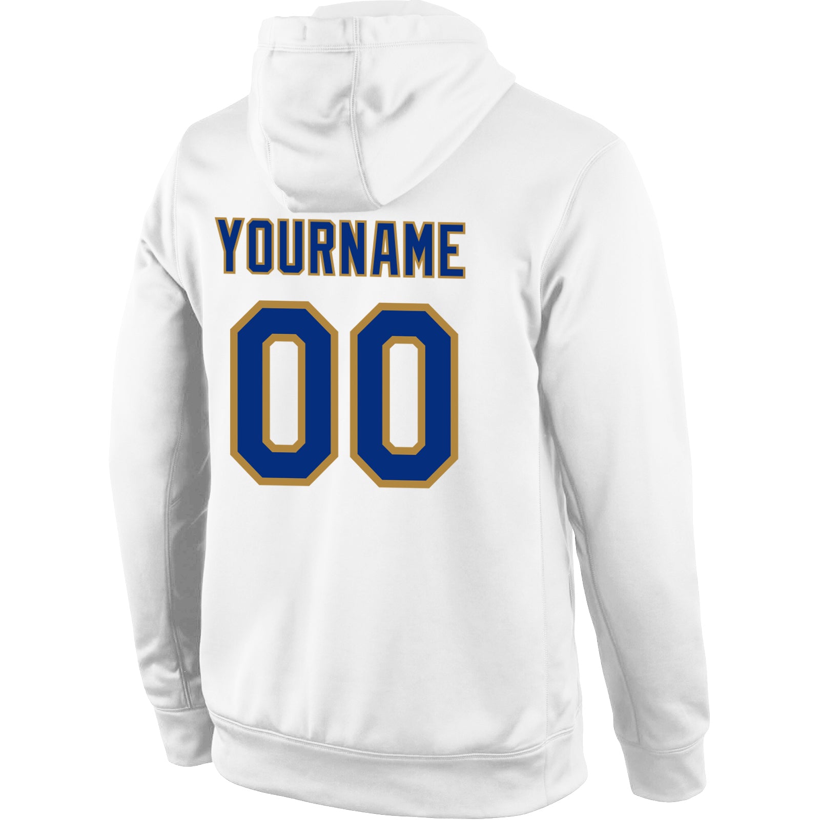 Personalized Stitched White Royal-Old Gold Sports Pullover Sweatshirt Hoodie Team Custom Name and Number Custom Name Number Royal-Old Gold Sports Hoodie Sweatshirt Pullover with Personalized Stitched Design, White Personalized - Image 3