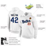 Custom Name Number Royal-Old Gold Sports Hoodie Sweatshirt Pullover with Personalized Stitched Design, White Personalized