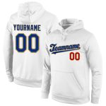 Custom Name Number Royal-Old Gold Sports Hoodie Sweatshirt Pullover with Personalized Stitched Design, White Personalized