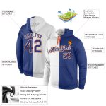 Custom Name Number Royal-Orange Split Fashion Sports Hoodie for Teams - Personalized Stitched White Pullover Sweatshirt Personalized