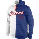 Custom Name Number Royal Red Split Sports Hoodie Personalized Sweatshirt Pullover Fashion Team Stitched White Personalized