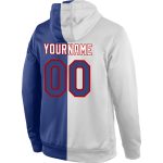 Custom Name Number Royal Red Split Sports Hoodie Personalized Sweatshirt Pullover Fashion Team Stitched White Personalized