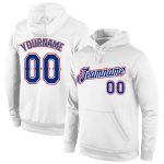 Personalized Royal-Red Stitched Sports Hoodie for Men and Women - White Pullover Sweatshirt Personalized Stitched White Royal-Red