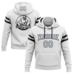 Custom Football Hoodie with Stitched Name & Number - White Silver-Black Pullover Sweatshirt Personalized Stitched White Silver-Black