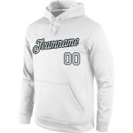Custom Team Name Number Hoodie Pullover Sweatshirt Personalized Stitched White Silver Black Personalized Stitched White Silver-Black