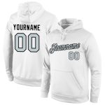 Custom Team Name Number Hoodie Pullover Sweatshirt Personalized Stitched White Silver Black Personalized Stitched White Silver-Black