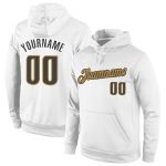 Custom Sports Hoodie with Personalized Name & Number - White Steel Gray-Old Gold Pullover Sweatshirt Personalized Stitched