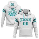 Custom Team Name Gray Teal Football Hoodie Sweatshirt with Personalized Number - Stitched Pullover for Men and Women Personalized