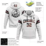 Custom Name Number Football Hoodie - Vintage USA Flag Black Crimson Stitched Pullover Sweatshirt Personalized Stitched White