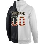 Custom Vintage USA Flag Hoodie - Personalized Black Split Fashion Sports Pullover Sweatshirt with Team Name and Number Personalized