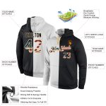 Custom Vintage USA Flag Hoodie - Personalized Black Split Fashion Sports Pullover Sweatshirt with Team Name and Number Personalized