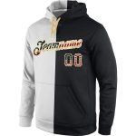 Custom Vintage USA Flag Hoodie - Personalized Black Split Fashion Sports Pullover Sweatshirt with Team Name and Number Personalized