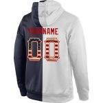 Vintage USA Flag Pullover Hoodie - Custom Name & Number, Navy Split Design, Personalized Stitched Sports Sweatshirt Personalized
