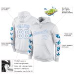 Custom Name and Number Butterfly 3D Pattern Pullover Hoodie Sports Sweatshirt - Personalized White Light Blue Design Personalized